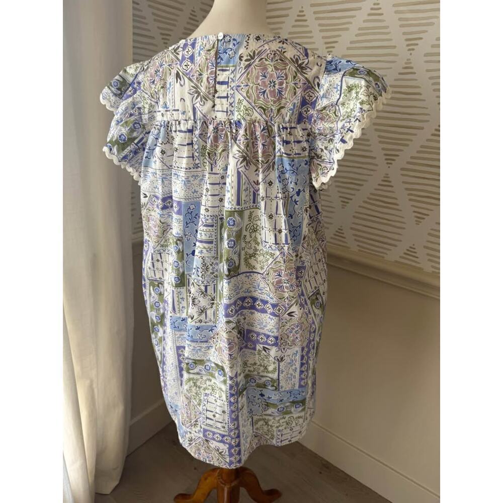 Entro Women’s Large Ric Rac Ruffle Purple Green Mini Dress - Picture 6 of 10